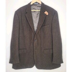VTG Oscar‎ De La Renta Wool Sport Coat Men's Blazer Suede Leather Elbow Patches